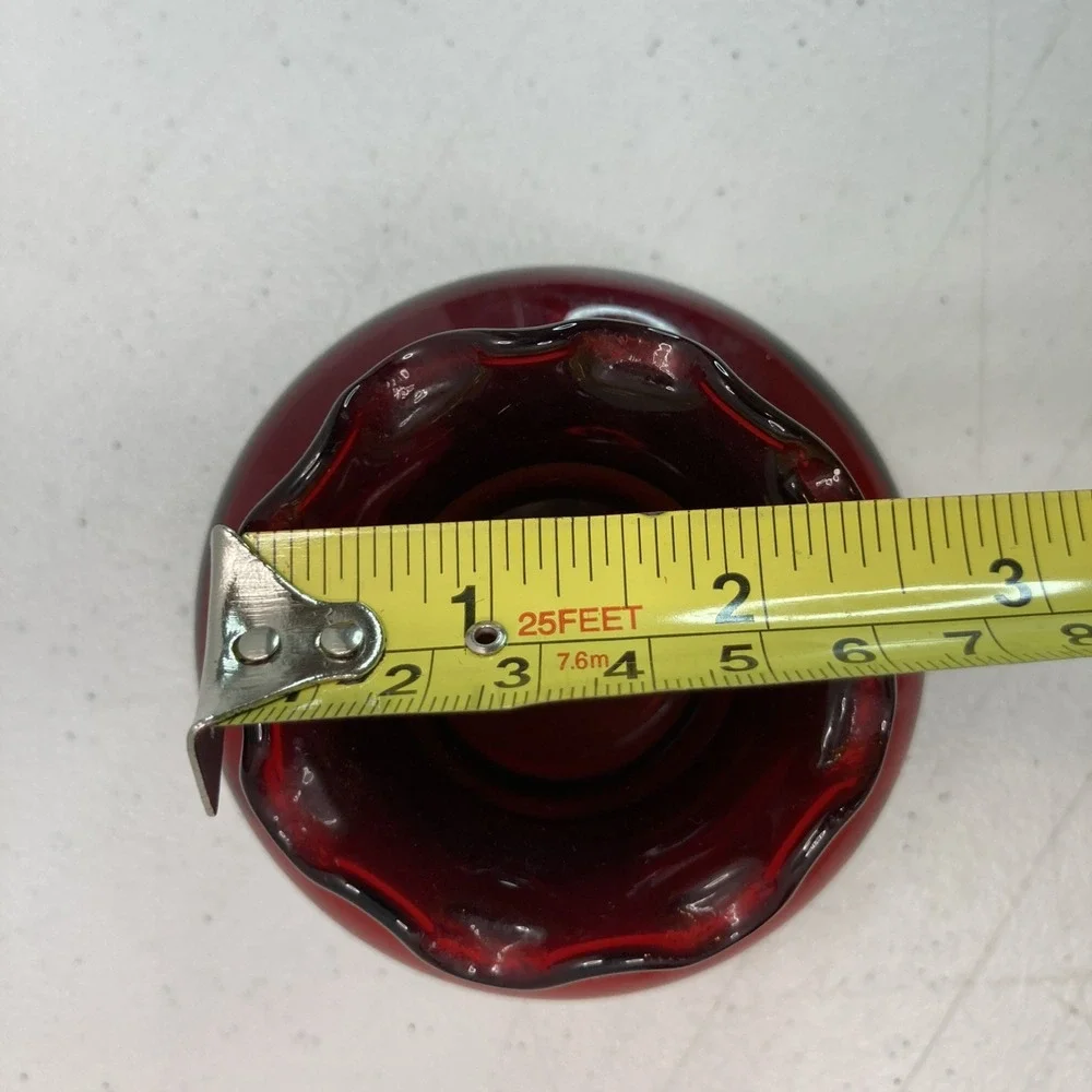 Set‎ Of 2 Vtg Anchor Hocking Royal Ruby Red Glass Vases W/Ruffled Crimped Rim